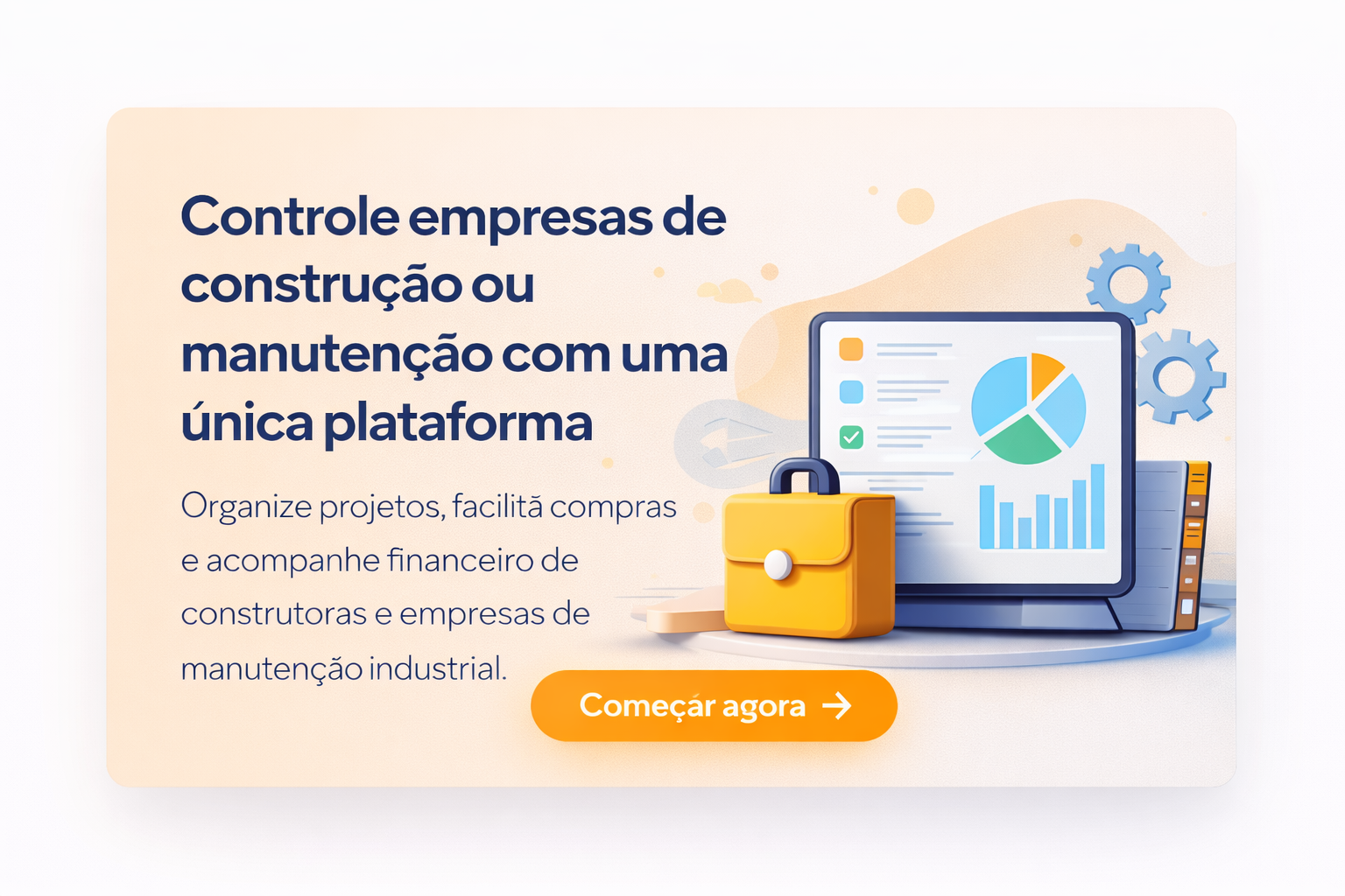 Campanha CronoObras destacando controle de construtoras e manutenção em uma única plataforma.